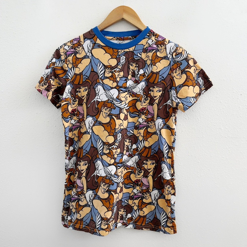 DISNEY Cakeworthy Disney Hercules Characters Allover Print T-Shirt Size Small